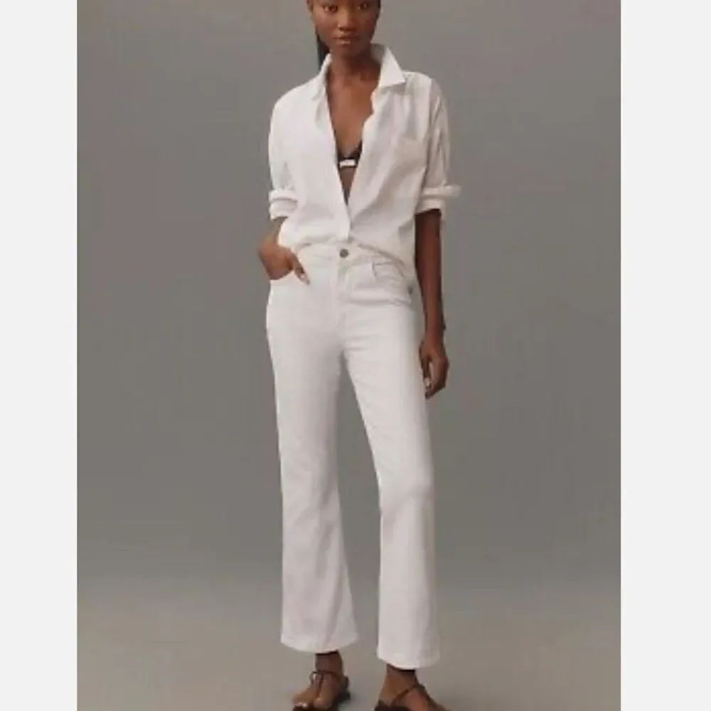 White denim frame jeans with braided waist band  #3